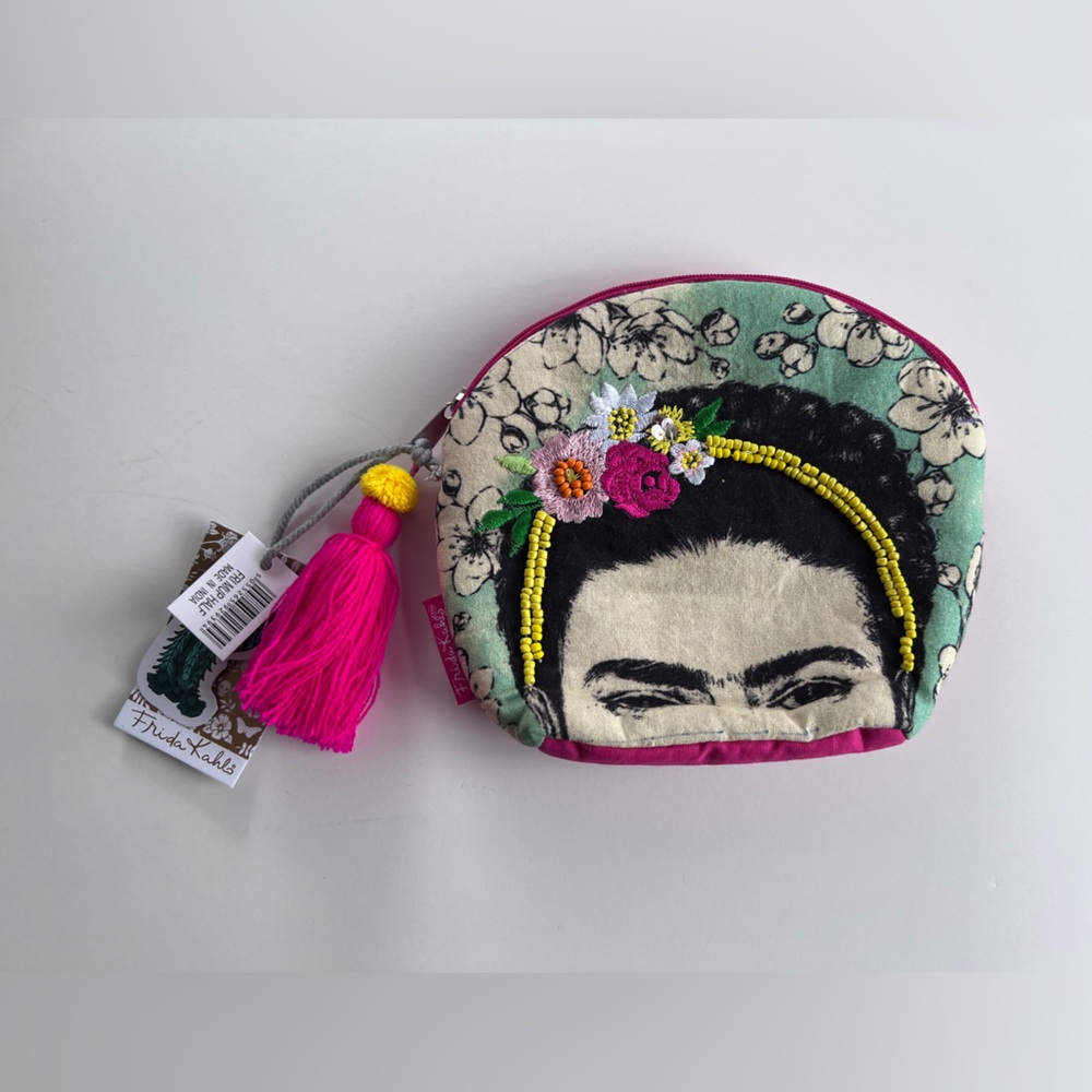 Frida Kahlo Embroidered beaded Tasseled pouch clutch NWT House of Disaster